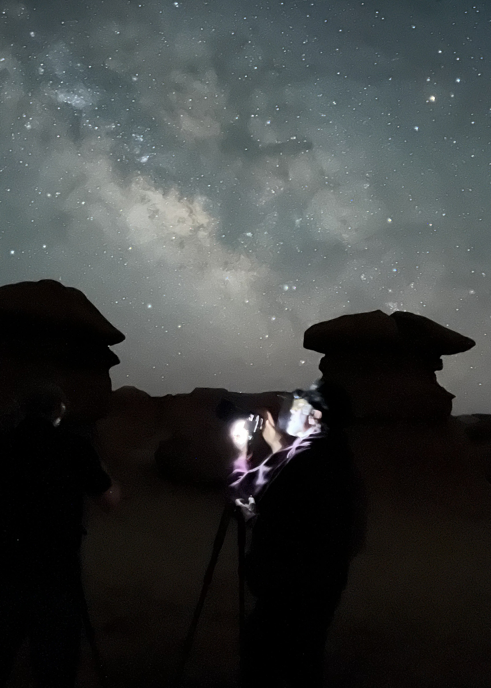 Behind the scenes iPhone capture of a Milky Way image on a camera LCD screen in Goblin Valley
